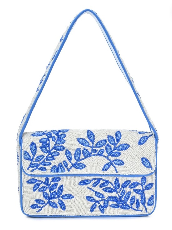 Antik Kraft Handbags - Antik Kraft White & Blue Beaded Shoulder Bag